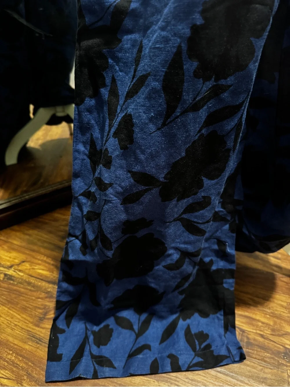 Kate Spade X Target Blue and Black Floral Linen Blend One Shoulder Jumpsuit